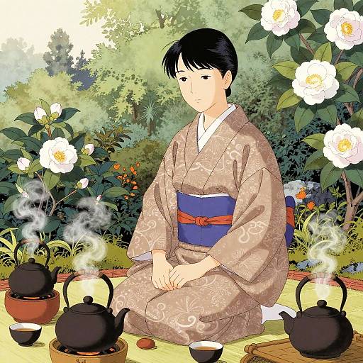 Serene Tea Master in Manga Garden