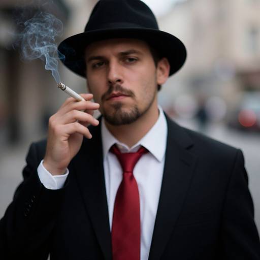Stylish Man in Formal Attire Smoking