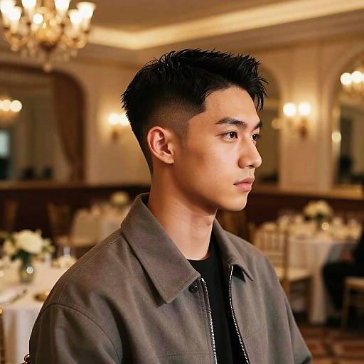 Slick Back Fade in Luxury Ballroom