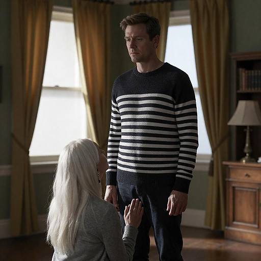 Intimate Portrait in Dimly Lit Room