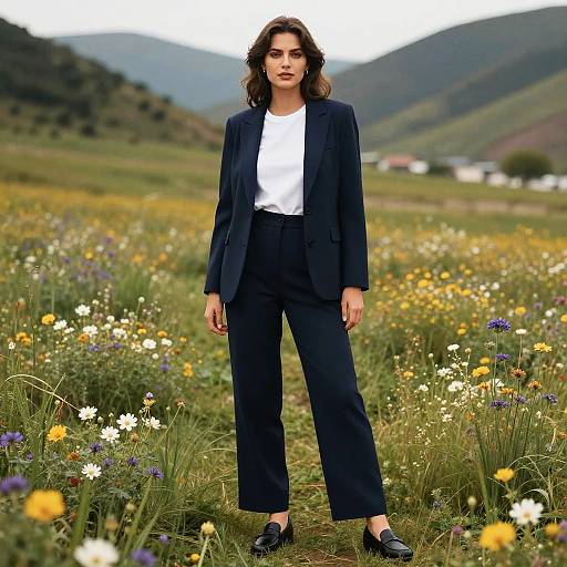 Confident Woman in Navy Business Attire