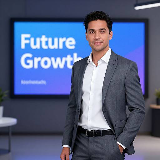 Charismatic Businessman in Modern Studio