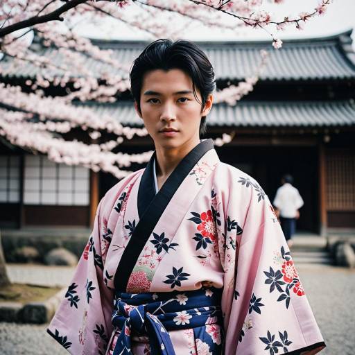 Realistic Male in Classic Kimono Costume