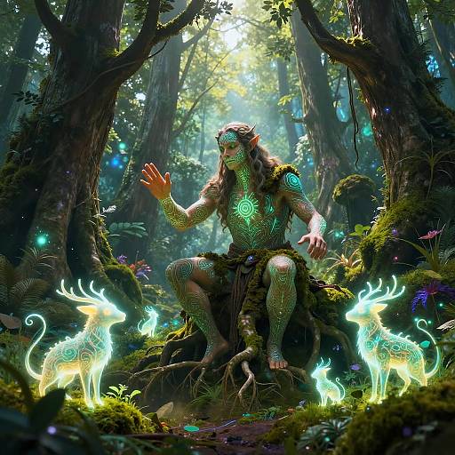 Enchanted Forest Druid Summoning Spirits
