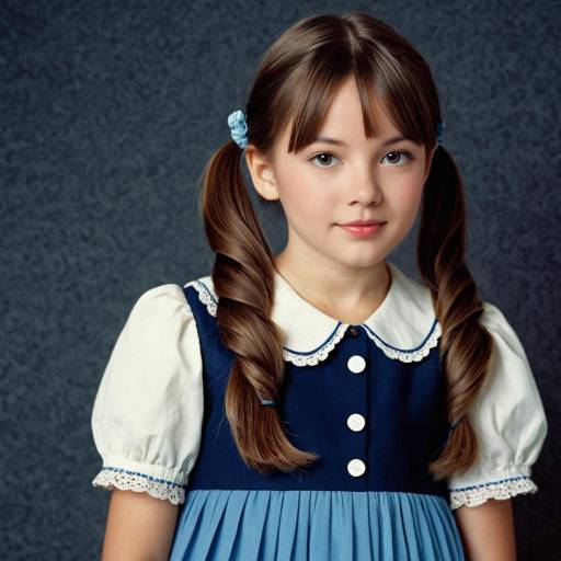 Realistic Child in Blue Dress with Twintails