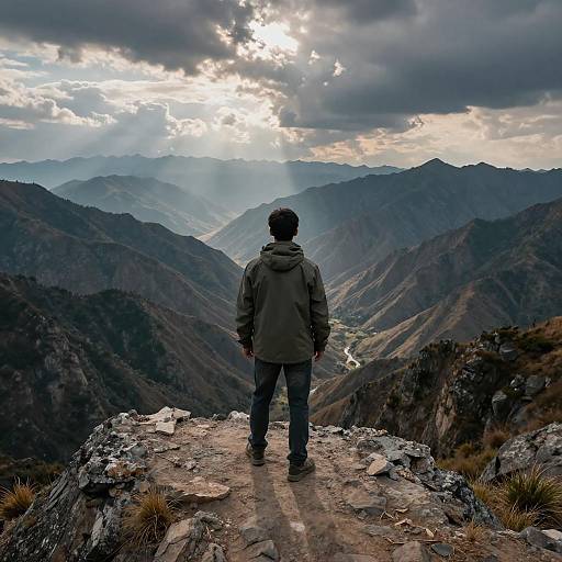 Adventure Awaits: Man on Rocky Terrain