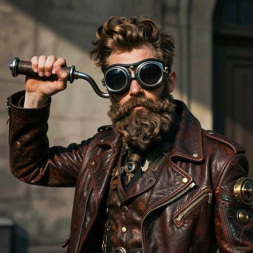 Steampunk Character with Intricate Beard