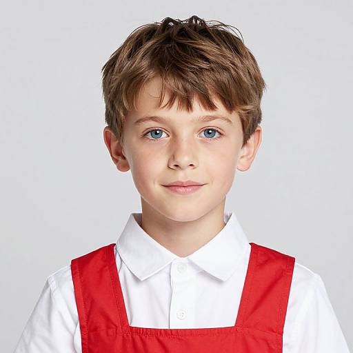 Boy in Red and White Dress