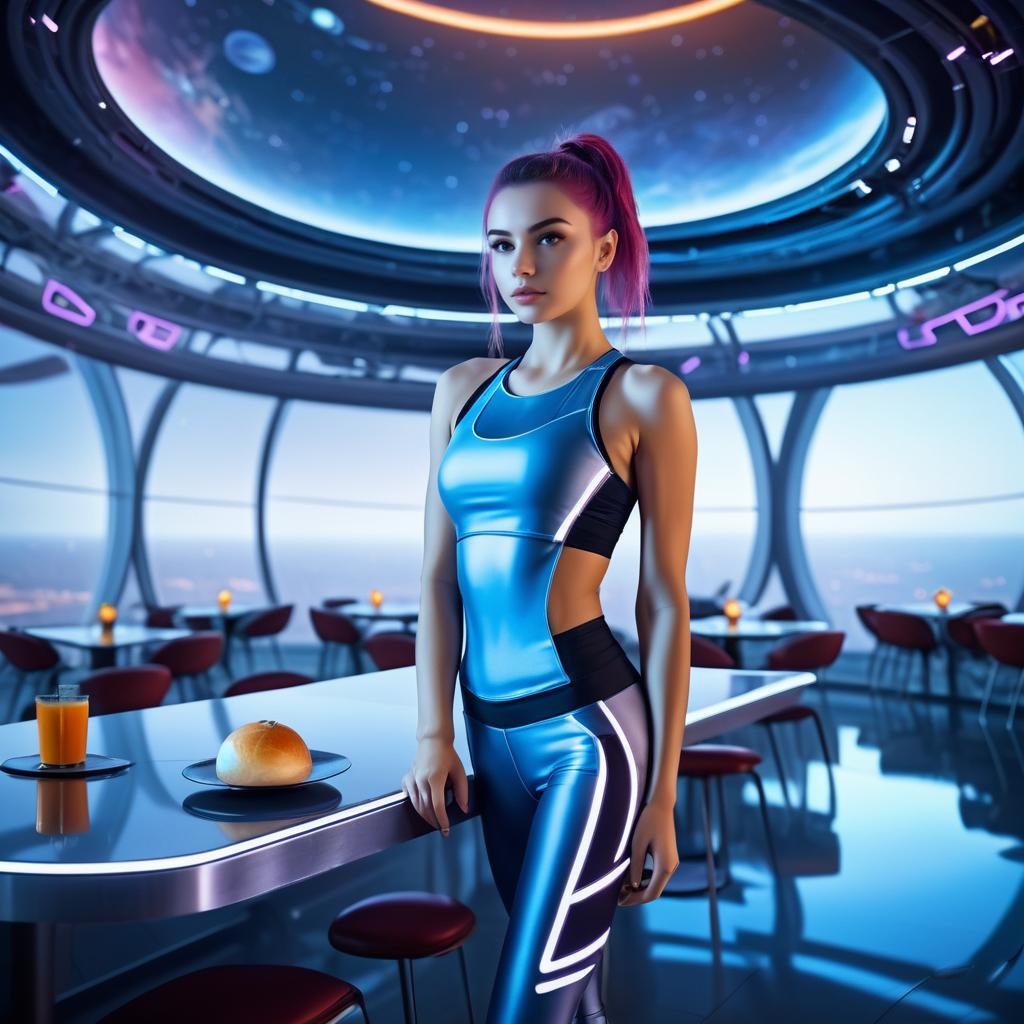 Young Adventurer in Futuristic Space Diner