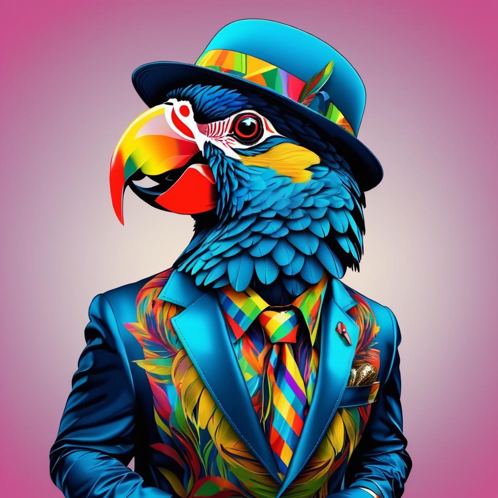 Rapper Parrot in Flashy Outfit