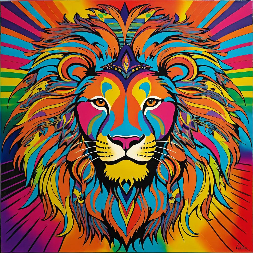 Psychedelic Lion's Mane Mixed Media Art