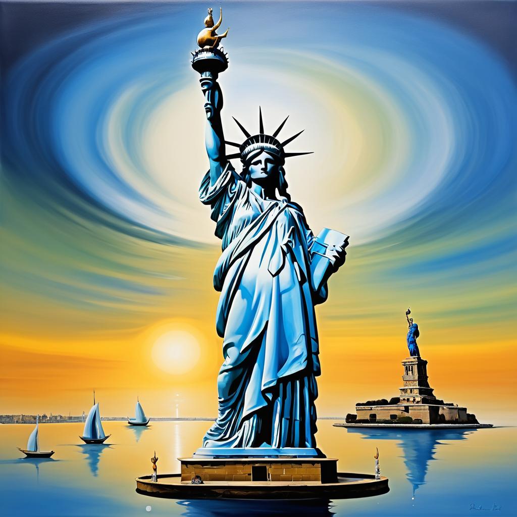 Dalí-Inspired Oil Painting of Liberty