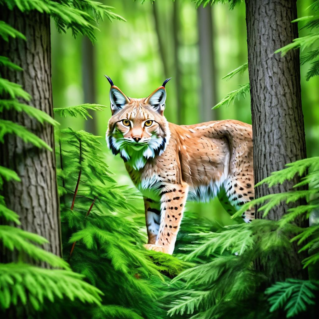 Playful Lynx in a Dense Forest