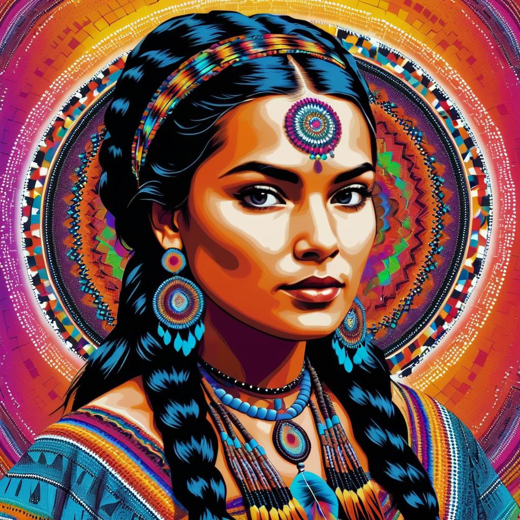 Psychedelic Native American Art Portrait