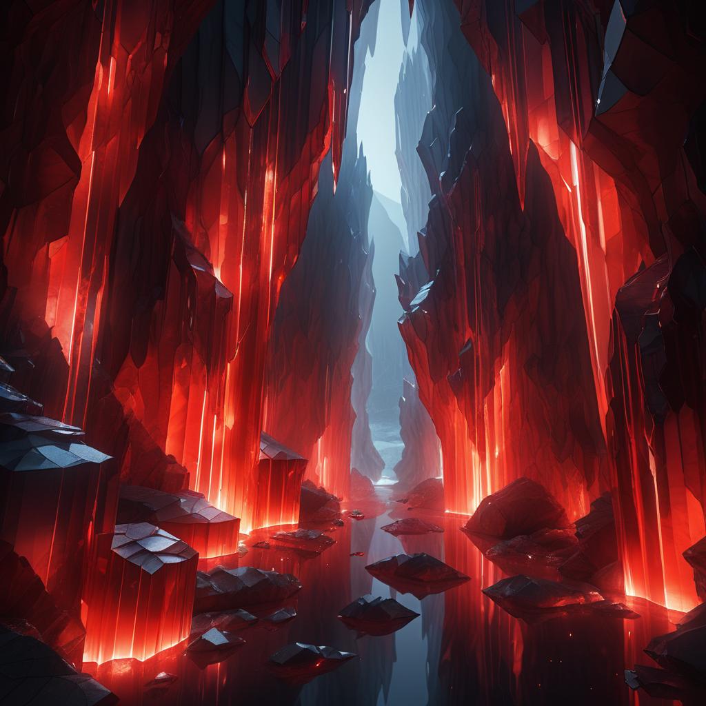 Cinematic Vertical Crystal Cavern Illustration