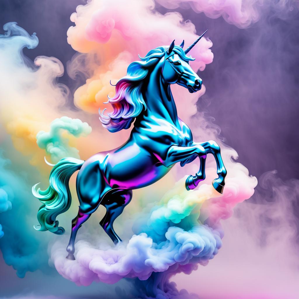 Mystical Unicorn in Pastel Smoke Colors