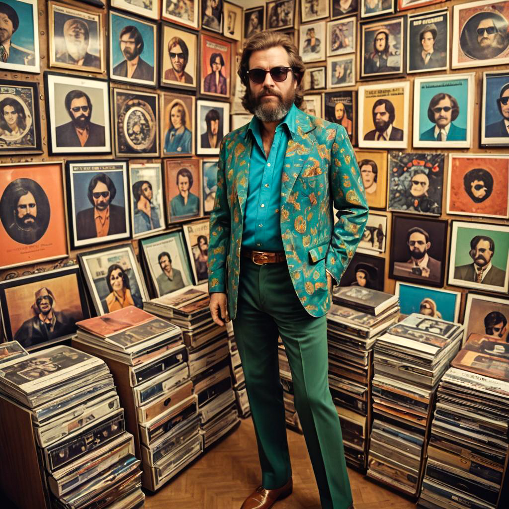 Stylish 70s Man in Vintage Record Store