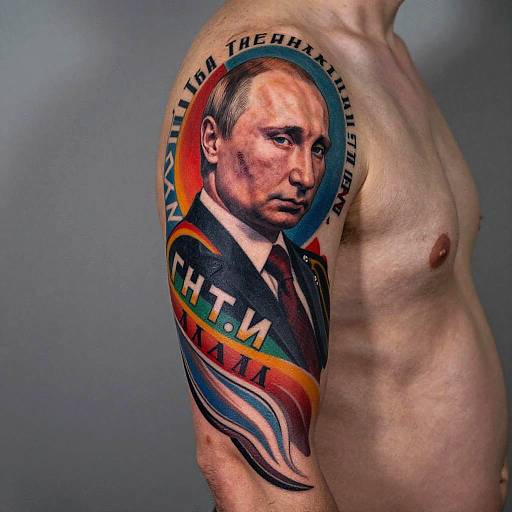 Vibrant Putin Tattoo Sleeve Design