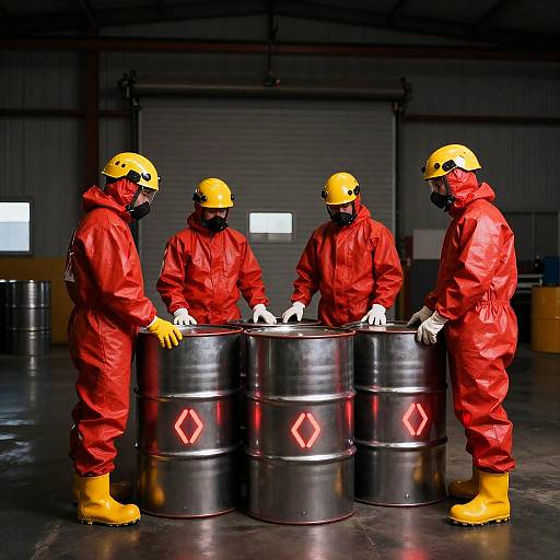 Industrial Scene with Hazmat Team