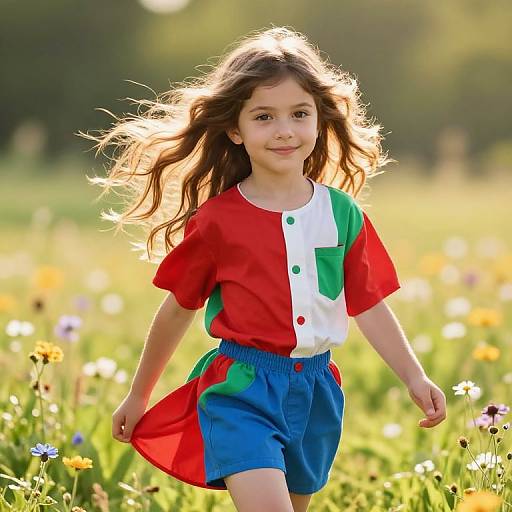 Sunlit Girl in Vibrant Meadow