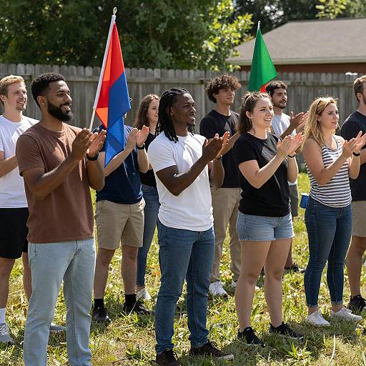 Joyful Gathering in a Grassy Field