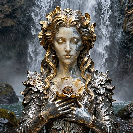 Ivory and Gold Gothic Anemone Sculpture