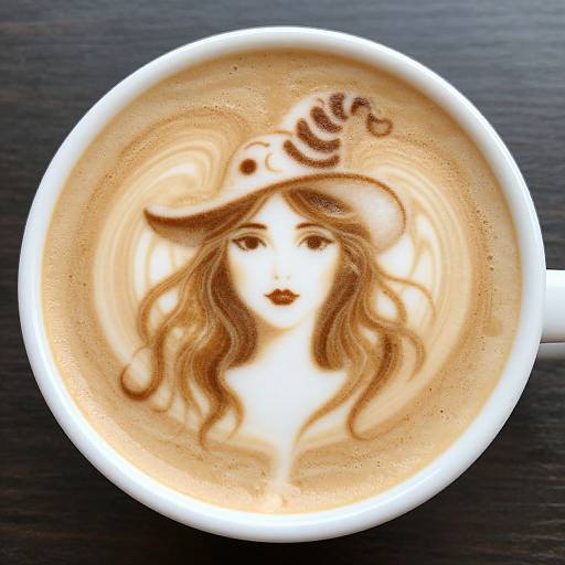 Surreal Woman Latte Art Portrait