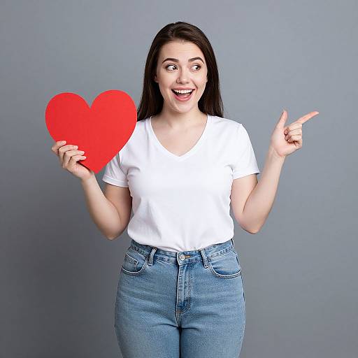 Joyful Plus-Size Woman with Heart