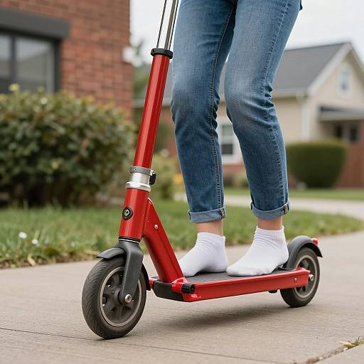 Riding a Scooter: Close-Up Leg Action