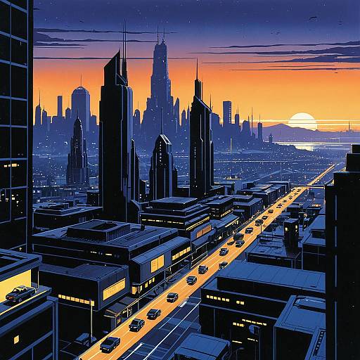 Futuristic Twilight Cityscape