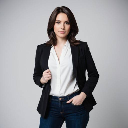 Confident woman in dark blazer and white blouse