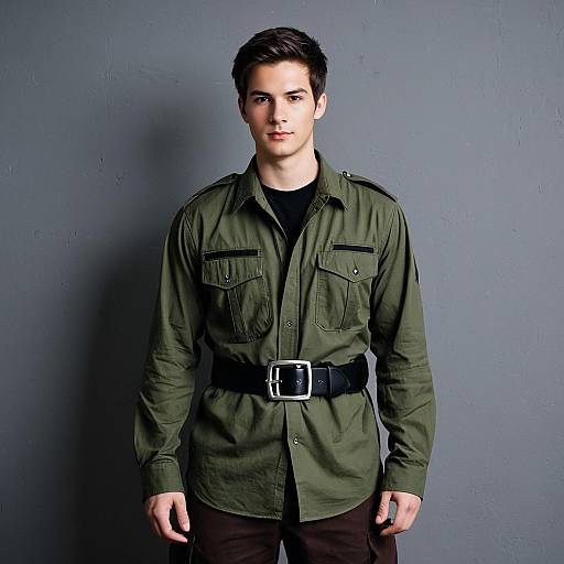 Young Man in Military-Inspired Cosplay Costume