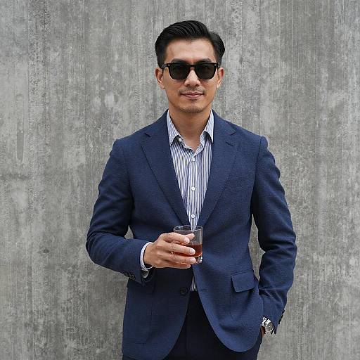 Stylish Man Against Urban Concrete Wall
