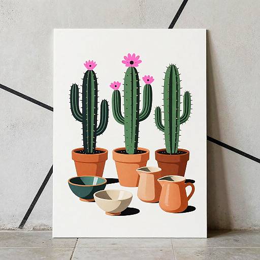 Memphis-Inspired Cacti Still Life Print