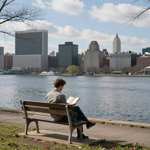 Man Reading by a Riverbank