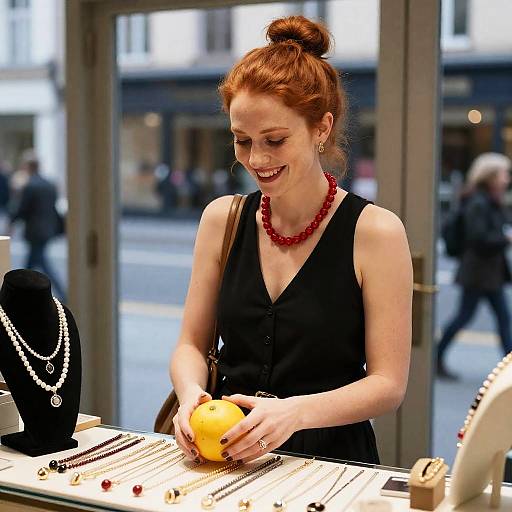 Charming Redhead in Jewelry Boutique