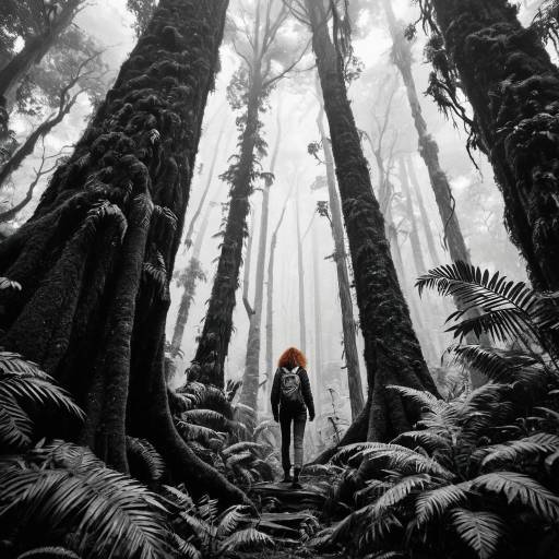 Woman Exploring Misty Rainforest