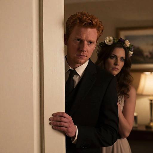 Couple Peeking Through Door