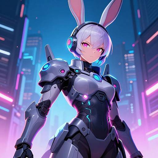 Cyberpunk Bunny Anime Warrior