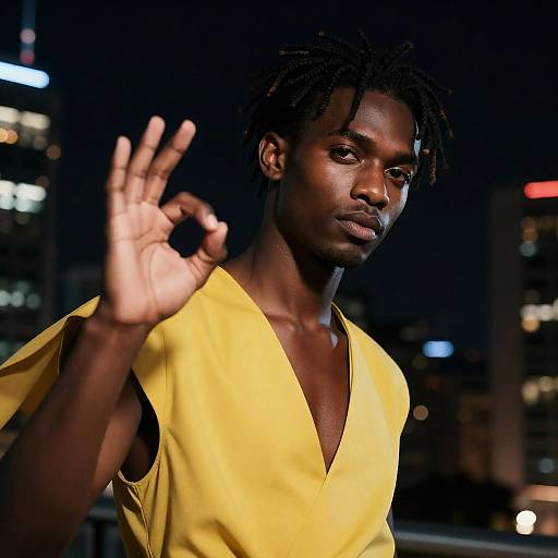 Man in Yellow Dress with Short Dreads