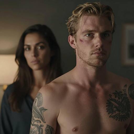 Intense Portrait of Tattooed Man and Woman