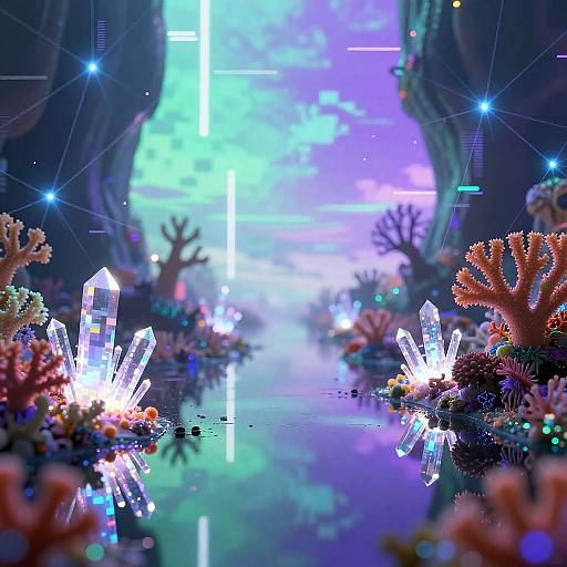 Vibrant Digital Coral Cavern Scene