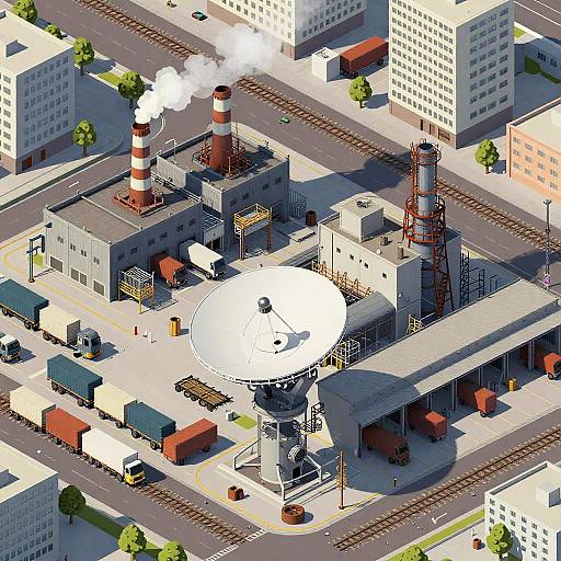 Vector Overhead View of Industrial Zone