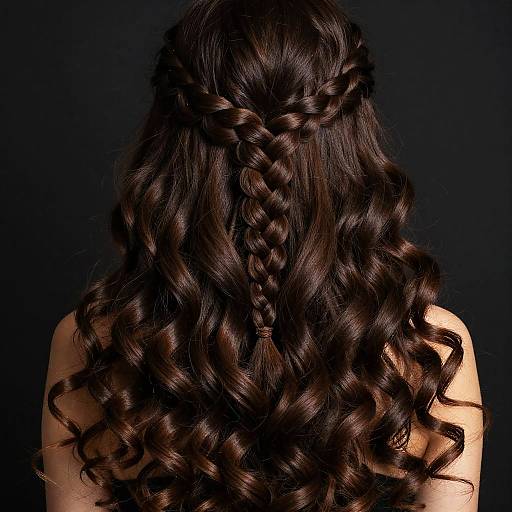 Elegant Braided Curly Hair Close-Up