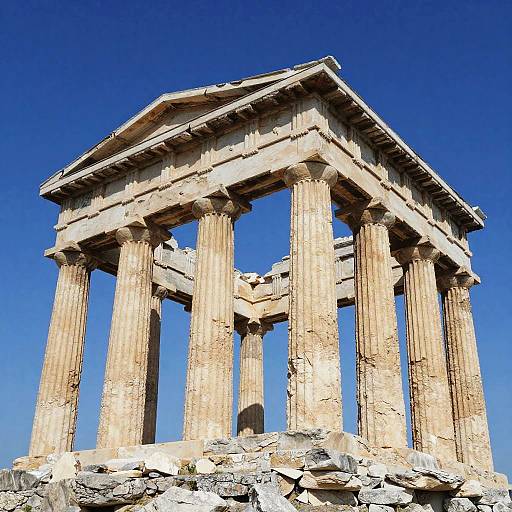 Ancient Greek Ruins Under Blue Sky
