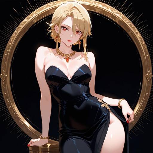 Elegant Cowgirl in Black Strapless Dress Elegant Cowgirl in Black Strapless Dress