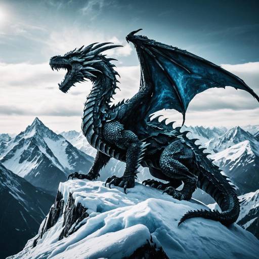 Ancient Sky Wyrm on Snowy Mountain Peak Ancient Sky Wyrm on Snowy Mountain Peak