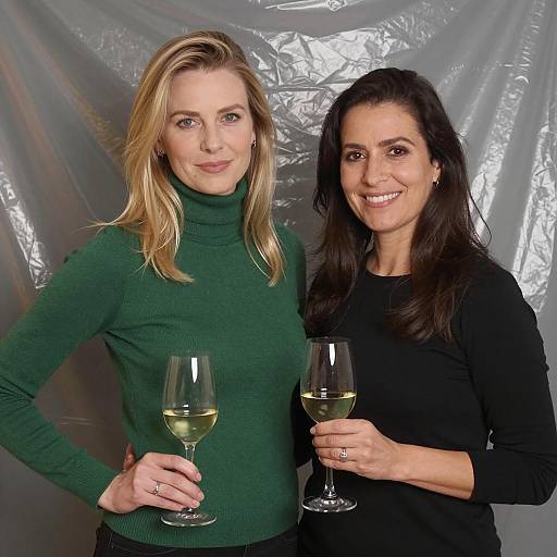 Two Women Holding White Wine Glasses