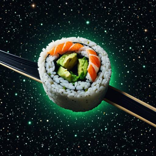 Sushi Roll in Space with Chopsticks