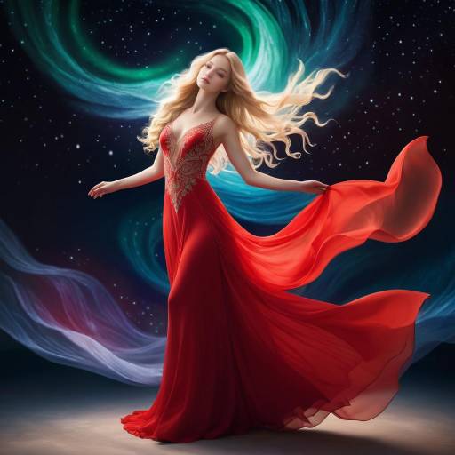Ethereal Beauty: A Graceful Woman in Red Ethereal Beauty: A Graceful Woman in Red